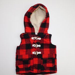 6 Months Buffalo Plaid Hooded Fleece Lined Vest